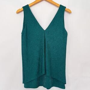 White House Black Market V-Neck Tank Double Layer Career Office Size Small Green